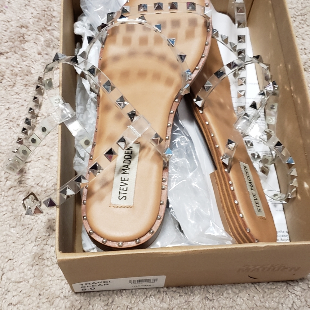 Steve Madden Travel Clear Sandals size 8